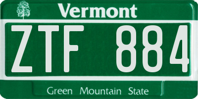 VT license plate ZTF884