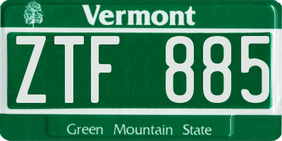 VT license plate ZTF885