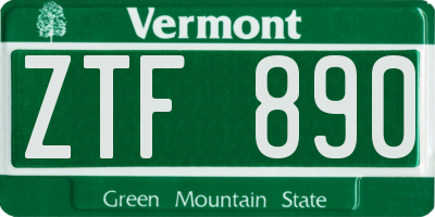 VT license plate ZTF890