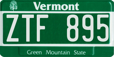 VT license plate ZTF895