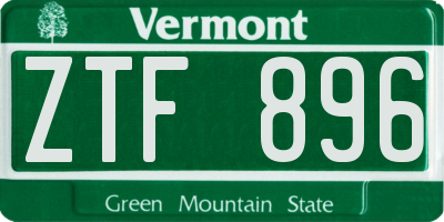 VT license plate ZTF896