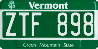 VT license plate ZTF898