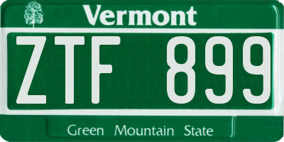 VT license plate ZTF899