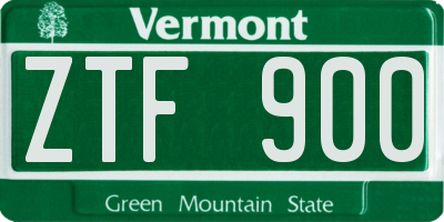 VT license plate ZTF900