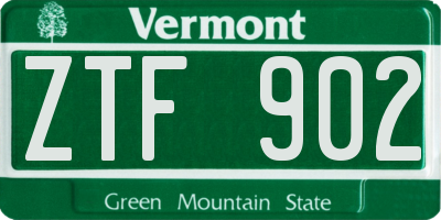 VT license plate ZTF902