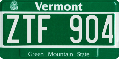 VT license plate ZTF904