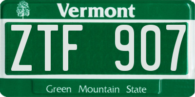 VT license plate ZTF907