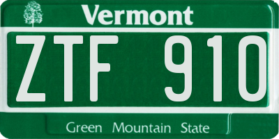 VT license plate ZTF910