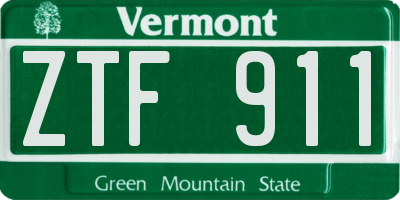 VT license plate ZTF911