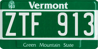 VT license plate ZTF913