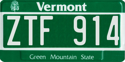 VT license plate ZTF914