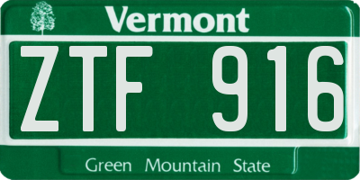 VT license plate ZTF916