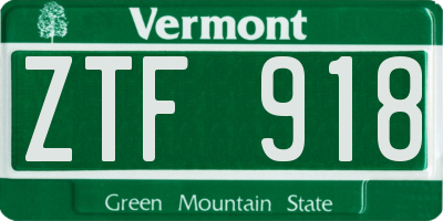 VT license plate ZTF918