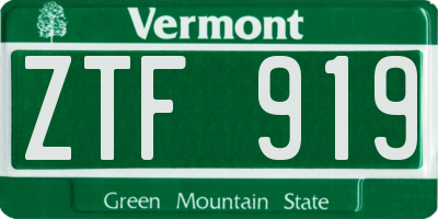 VT license plate ZTF919