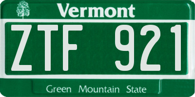 VT license plate ZTF921