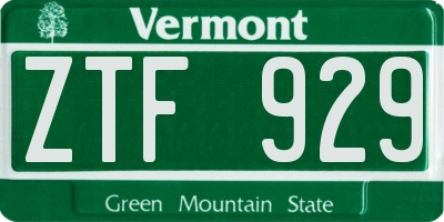 VT license plate ZTF929