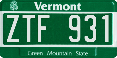 VT license plate ZTF931