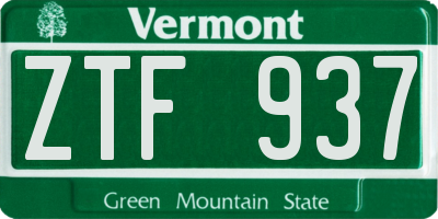 VT license plate ZTF937