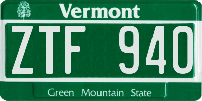 VT license plate ZTF940