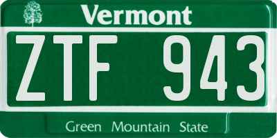 VT license plate ZTF943