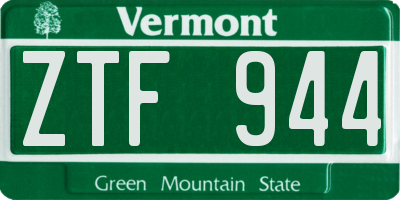 VT license plate ZTF944