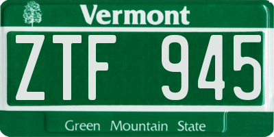 VT license plate ZTF945