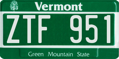 VT license plate ZTF951
