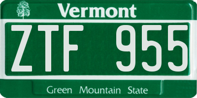 VT license plate ZTF955