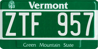 VT license plate ZTF957