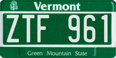 VT license plate ZTF961
