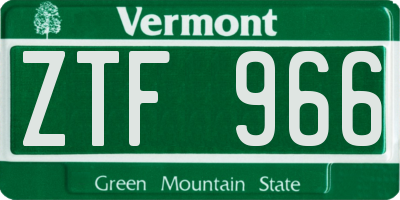 VT license plate ZTF966