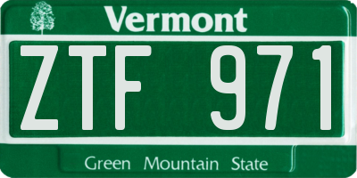 VT license plate ZTF971