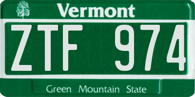 VT license plate ZTF974