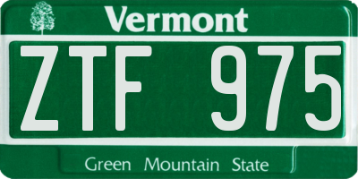 VT license plate ZTF975
