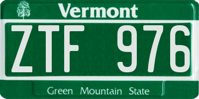 VT license plate ZTF976