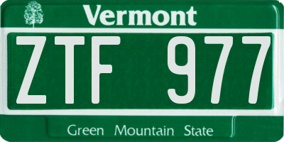 VT license plate ZTF977
