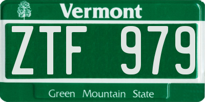VT license plate ZTF979