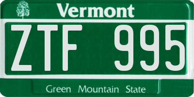 VT license plate ZTF995