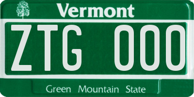 VT license plate ZTG000