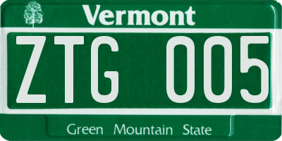 VT license plate ZTG005