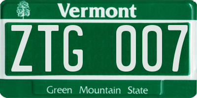 VT license plate ZTG007