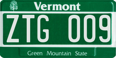 VT license plate ZTG009