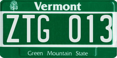 VT license plate ZTG013