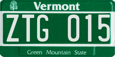 VT license plate ZTG015