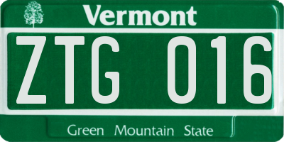 VT license plate ZTG016