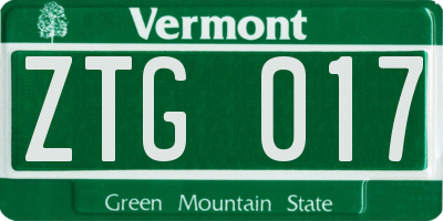 VT license plate ZTG017