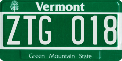 VT license plate ZTG018