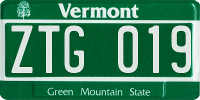 VT license plate ZTG019