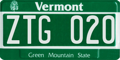 VT license plate ZTG020
