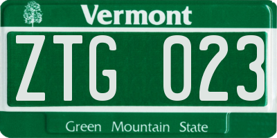 VT license plate ZTG023